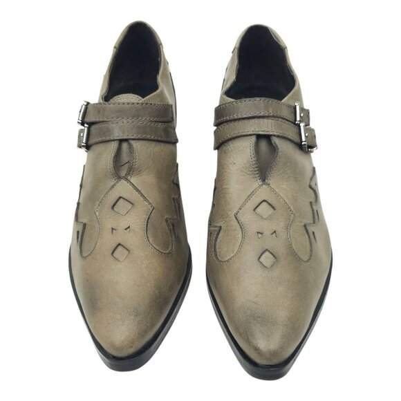 Free People Monument Western Ankle Bootie US 8.5 EU 39 Leather Double Buckle - Picture 9 of 16